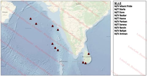 Images of the positions of the ships at the time of the attack