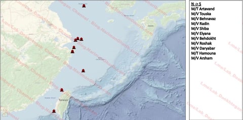 Images of the positions of the ships at the time of the attack