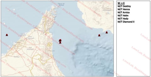 Images of the positions of the ships at the time of the attack